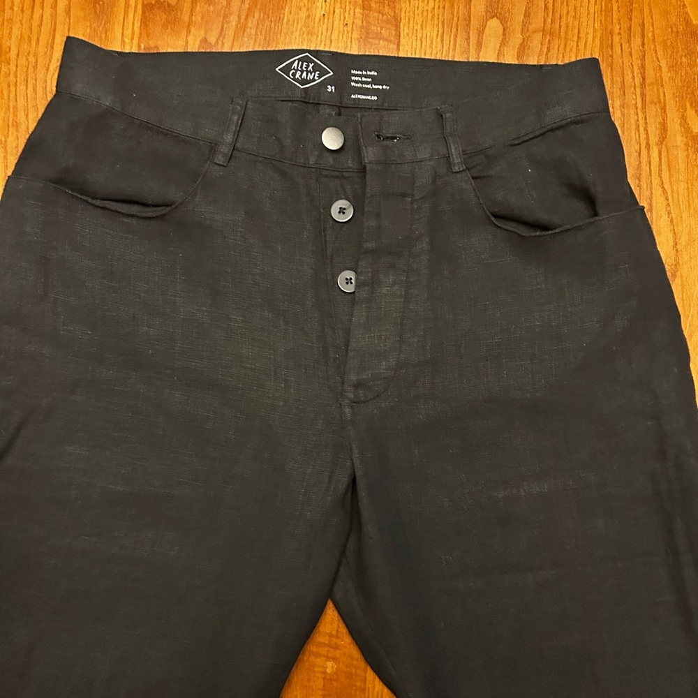 Alex Crane Black Linen Pants